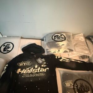 Hellstar Black Graphic Hoodie with White Print